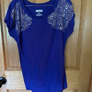 Loop 18 Royal Blue T-Shirt Knit Top with Shoulder Bling.  Size 13/15.
